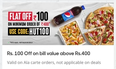 Flat Rs 100 Off On Pizza Orders